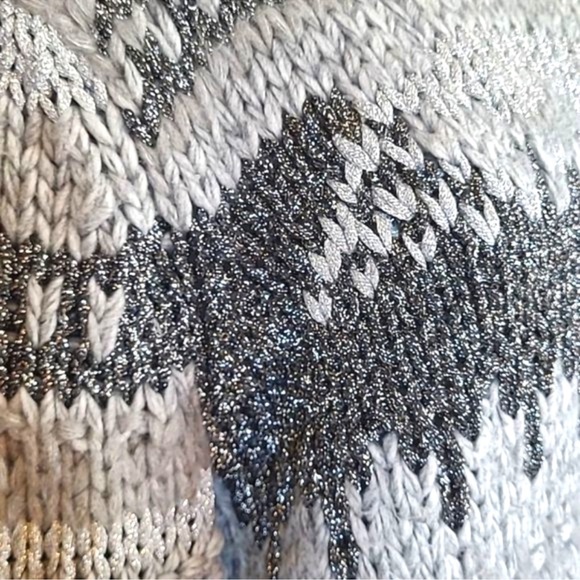 Michael Kors Pearl Heather Knit Sweater Metallic Boyfriend Slouchy XL EUC - Picture 7 of 13